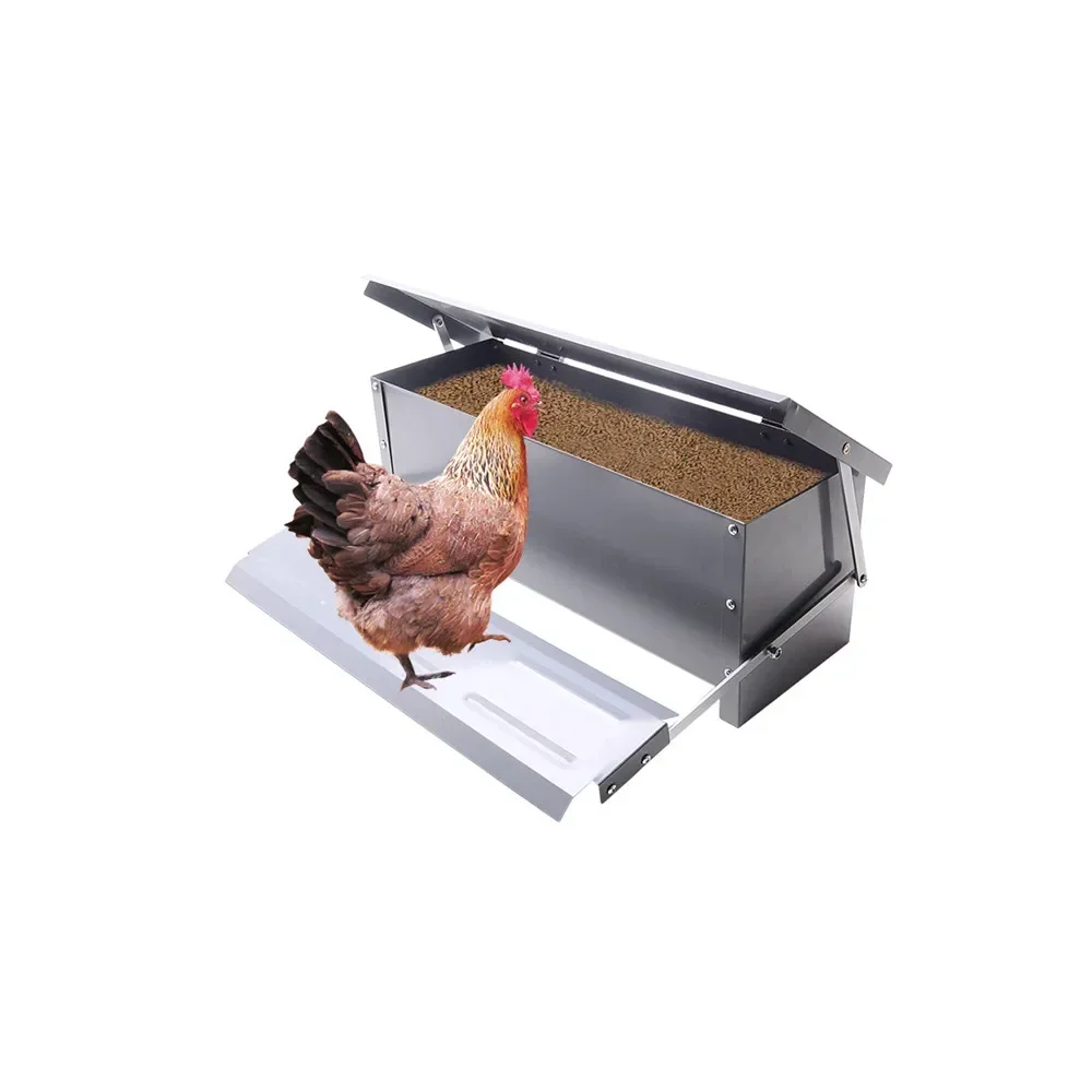 10 Kg Capacity Poultry Galvanized Steel Treadle Automatic Chicken Feeder