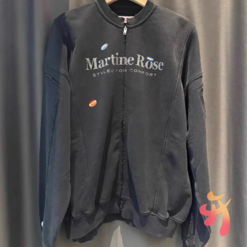 

25ss Ретро уличные куртки с розами, граффити, стираные старые выцветшие буквы, логотип, толстовки на молнии, повседневные лоскутные мужские и женские пальто