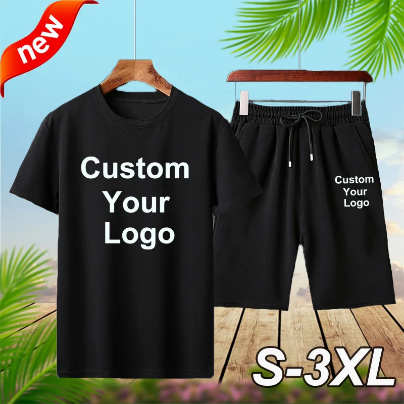 Men Fashion Custom Your Logo Soft Comfortable Breathable Summer Suit High Quality T Shirts + Shorts Suit Sports Jogging Set