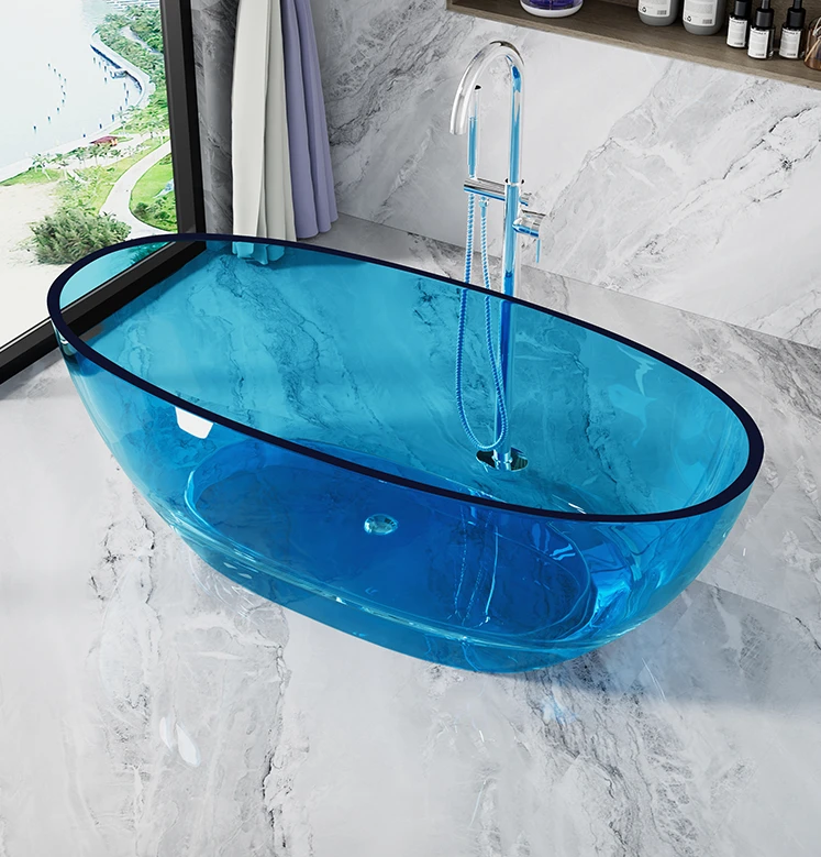 Transparent bathtub, colored crystal bathtub, resin bathtub