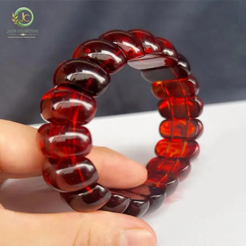 Genuine Baltic Amber Bracelet Men Women Healing Gemstone Fine Jewelry Natural Red Blood Amber Wide Bracelets Bangle Ladies Gifts