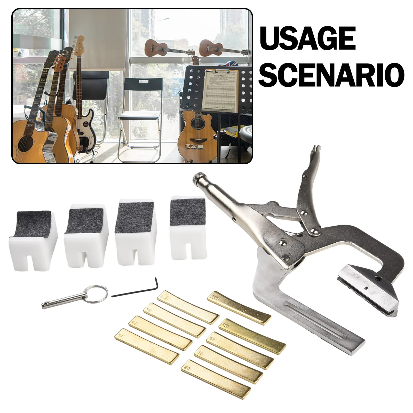Fingerboard Handheld Fret Press Insert Tool With 9 Radius Inserts Guitar Luthier Release Lever Neck Supports For Ukulele