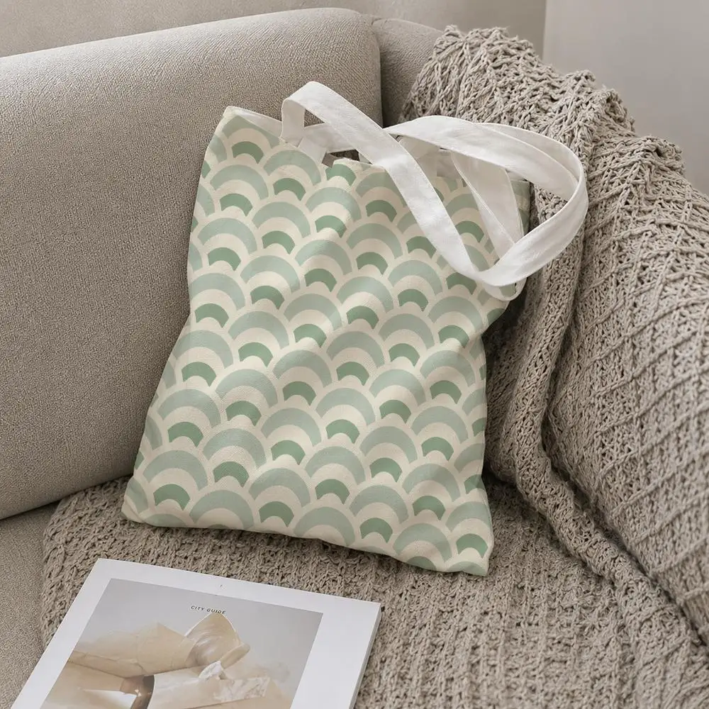 Sage Green Seamless Patterns Storage Bags Storage Bags Canvas Tote Bag Large Capacity Shoulder Fashion Eco Shopping Handbag