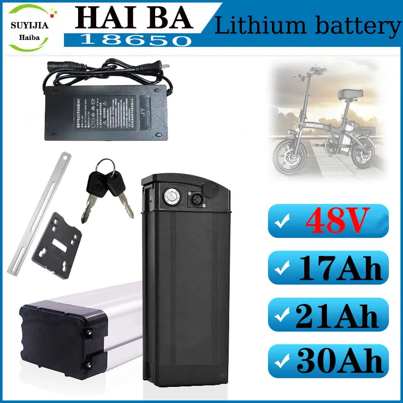 Silverfish-Batterie Pour Vélo Électrique, 48V,17Ah,21Ah, 30Ah,,Batteries Haute Capacité, Cellules 18650 Puissance 500-2000W