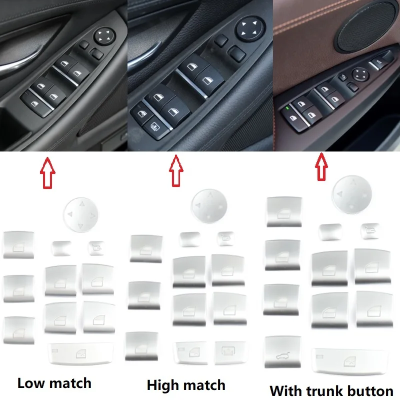 

Накладки на кнопки стеклоподъемников для BMW 5 серии F10 F18 2011-2017, X3 X4 X5 X6 2011-2018, леворульные модели