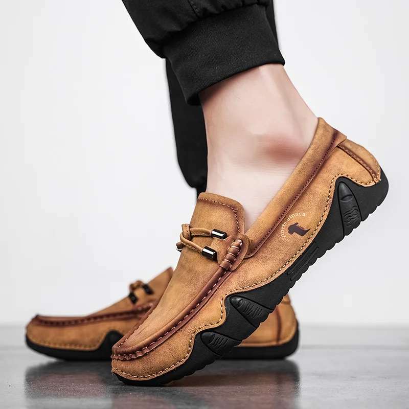 Leder lässige Turnschuhe Schuhe für Männer Sommer Slipper Fahr schuhe Komfort Slip auf Herren Mokassins Marke Luxus Herren Kleid Schuhe