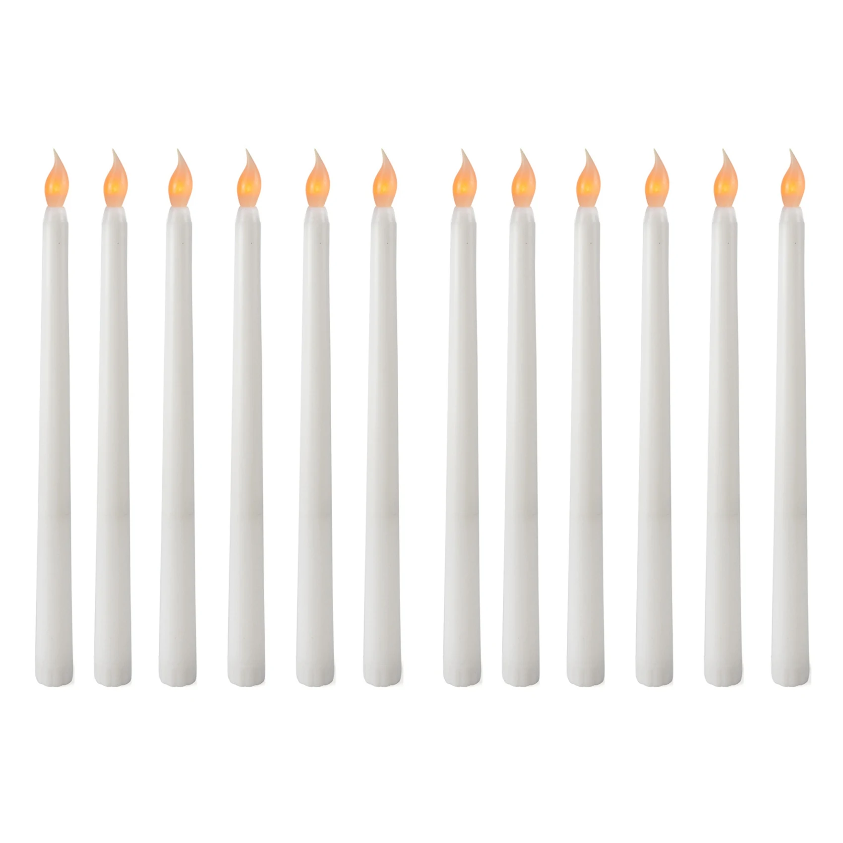 KYCOR-12Pcs LED Taper Candle For Dinner, Flickering Flameless Tapered Battery Operated Table Settings Weddings Parties