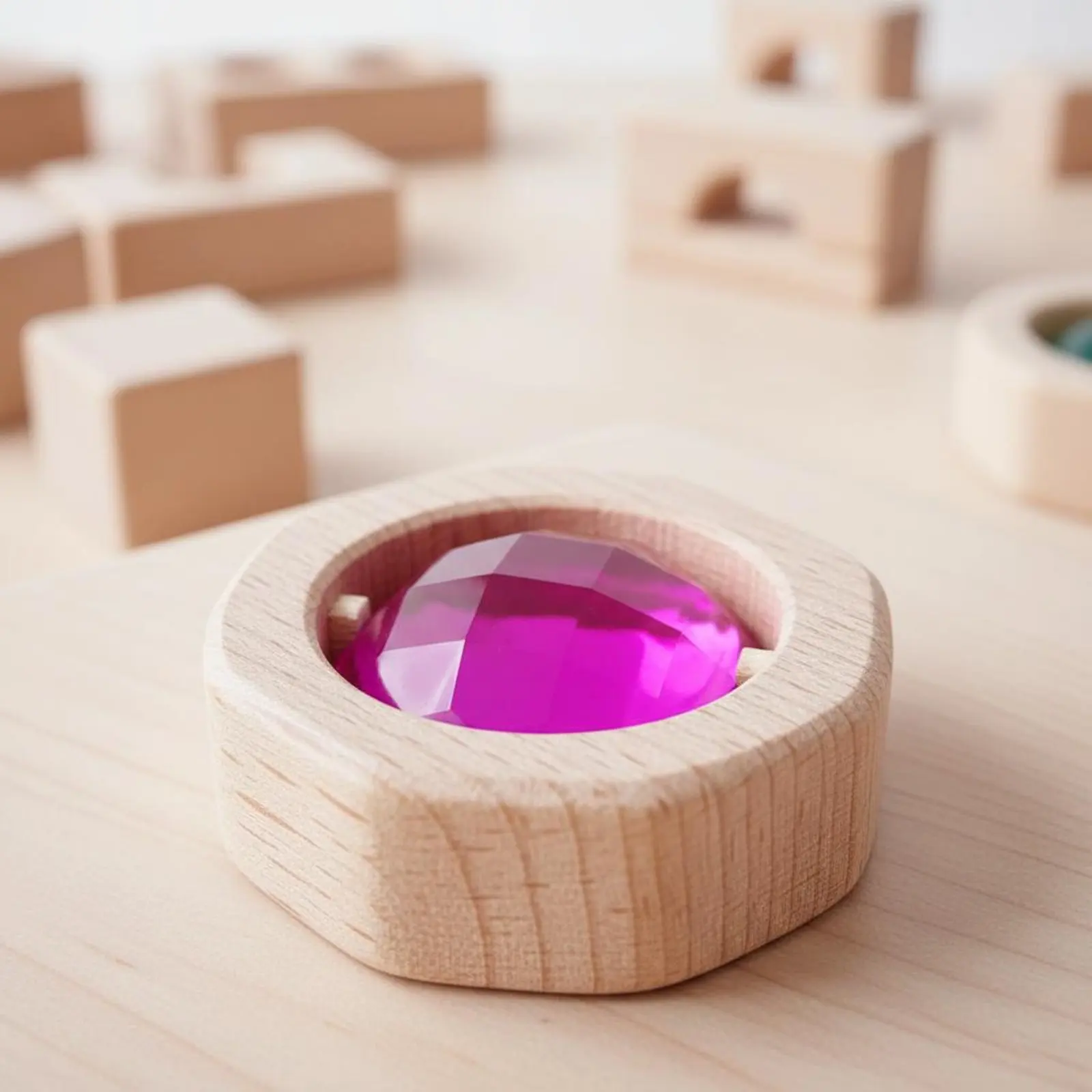 

15 Pieces Translucent Crystal Block Sensory Play Wooden Crystal Blocks Acrylic Color Blocks Sunlight Rainbow Effect for Children