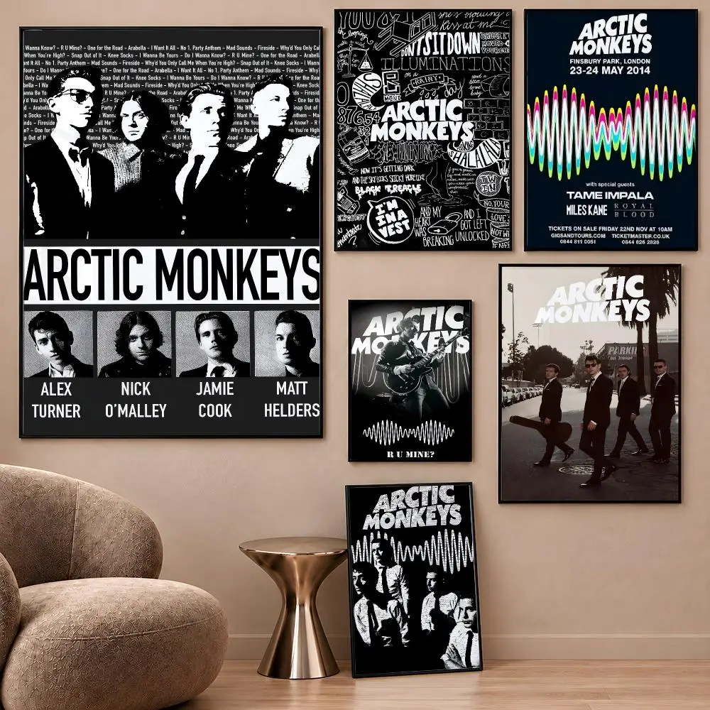 AM 505 Band Alex Turner Arctic Monkeys Poster Aesthetic Wall Art Poster HD Waterproof PP Self Adhesive Bedroom Dorm Room Decor