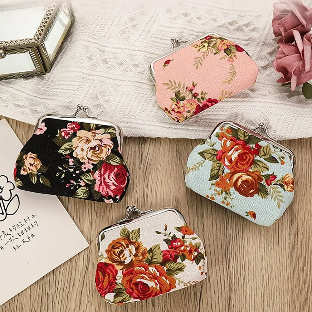 Duurzame bloemen portemonnee etnische stijl PU wisselgeld organisatoren ijzeren mondclip portemonnee cadeautas