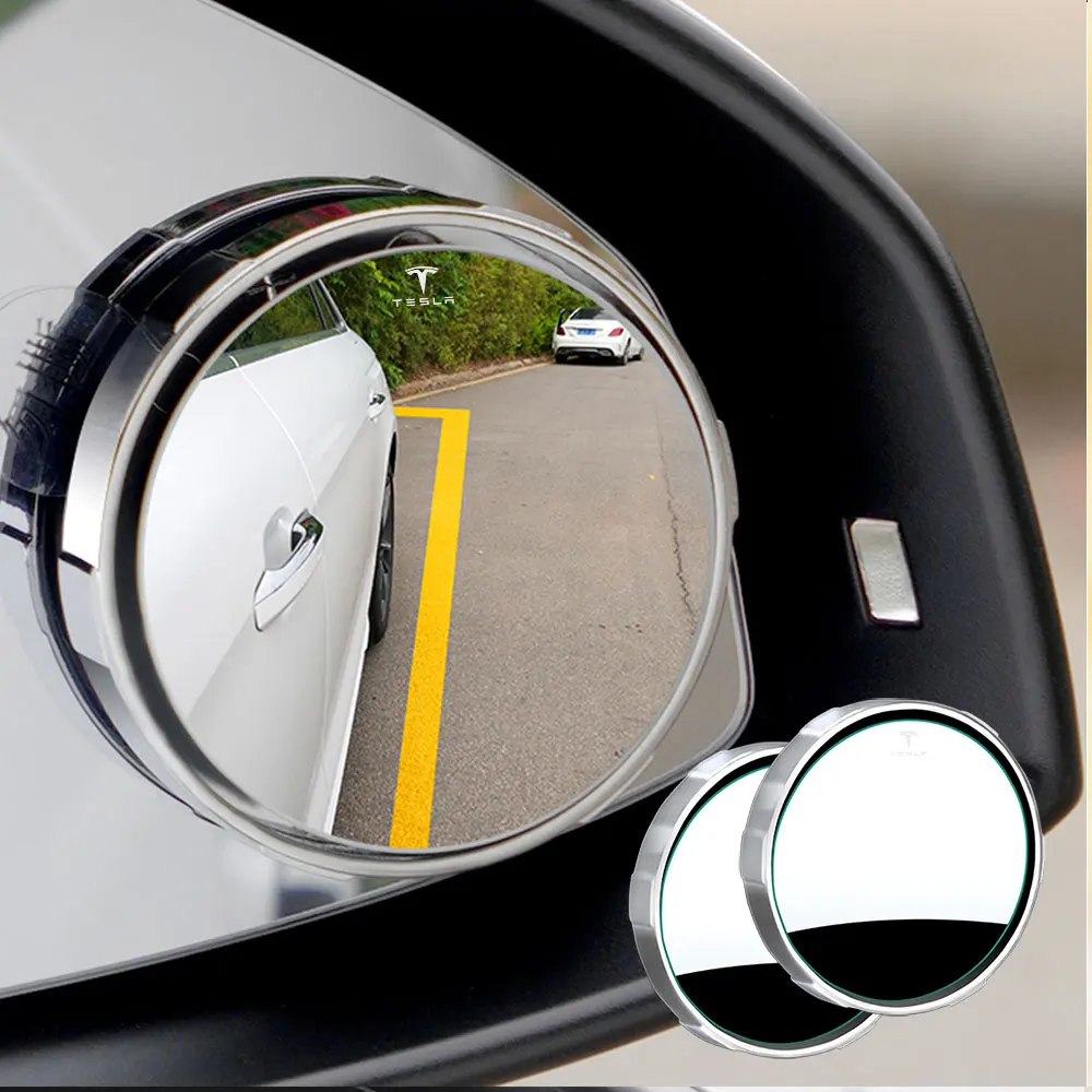 

Автомобильное зеркало заднего вида для слепых зон, широкоугольное, регулируемое на 360 градусов маленькое круглое зеркало для Tesla Model 3 Model Y Model S Model X