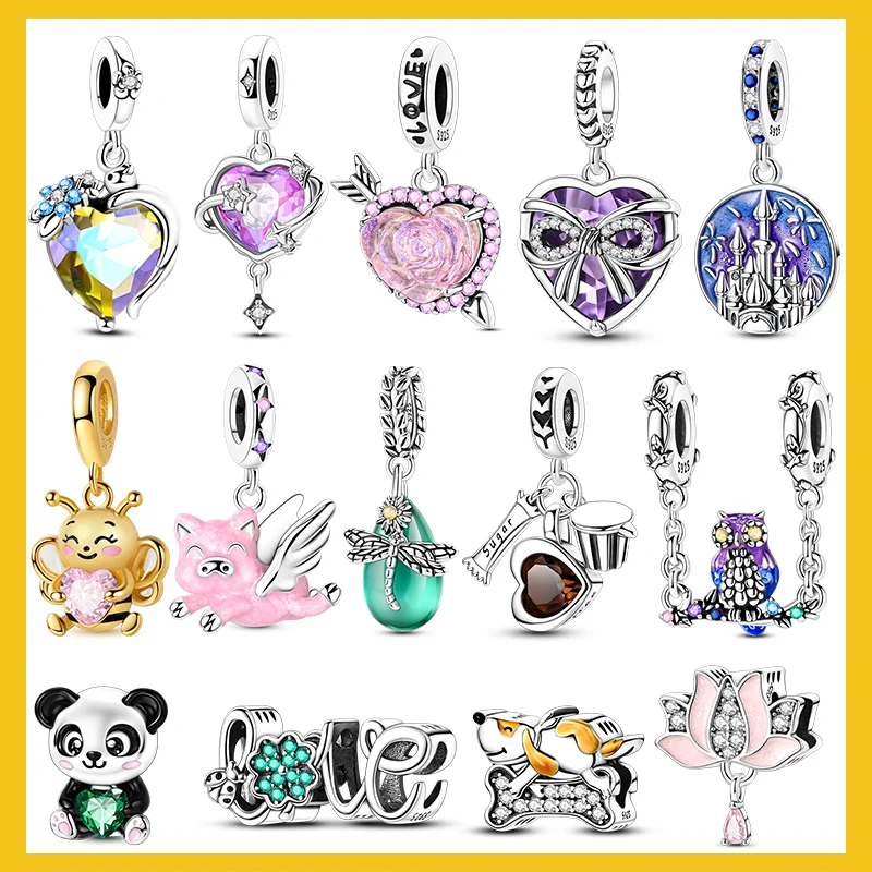 925 Sterling Silver Charms Beads Nesting Doll Gold Bee Panda Pendants Fit Original Bracelet Necklace For Women DIY Gift