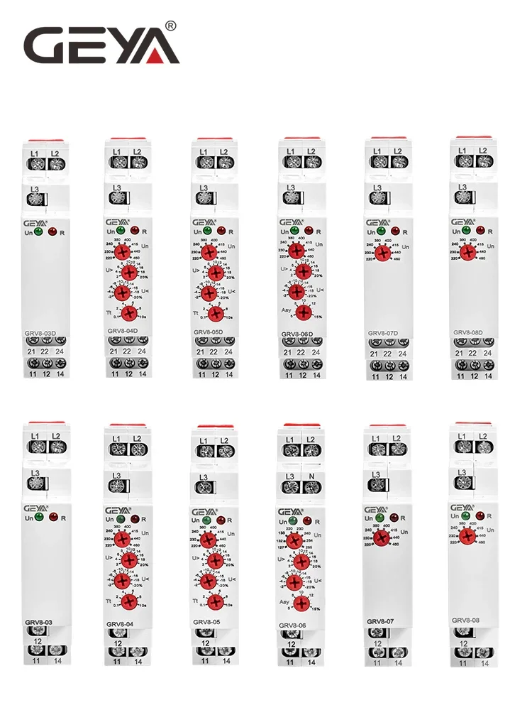 GEYA GRV8-04 05 06 08 Three Phase Voltage Control Relay Phase Sequence Phase Failure Over Voltage Undervoltage Protection