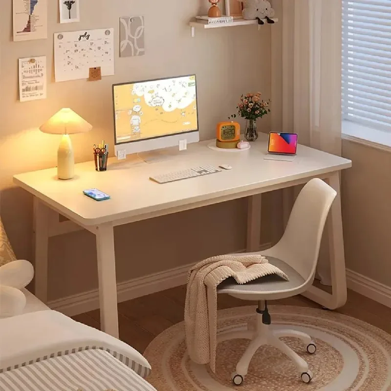 Computer Desk Modern Simple Style Desk for Home Office, White Small Writing Table Study Corner Work Desk for Bedroom