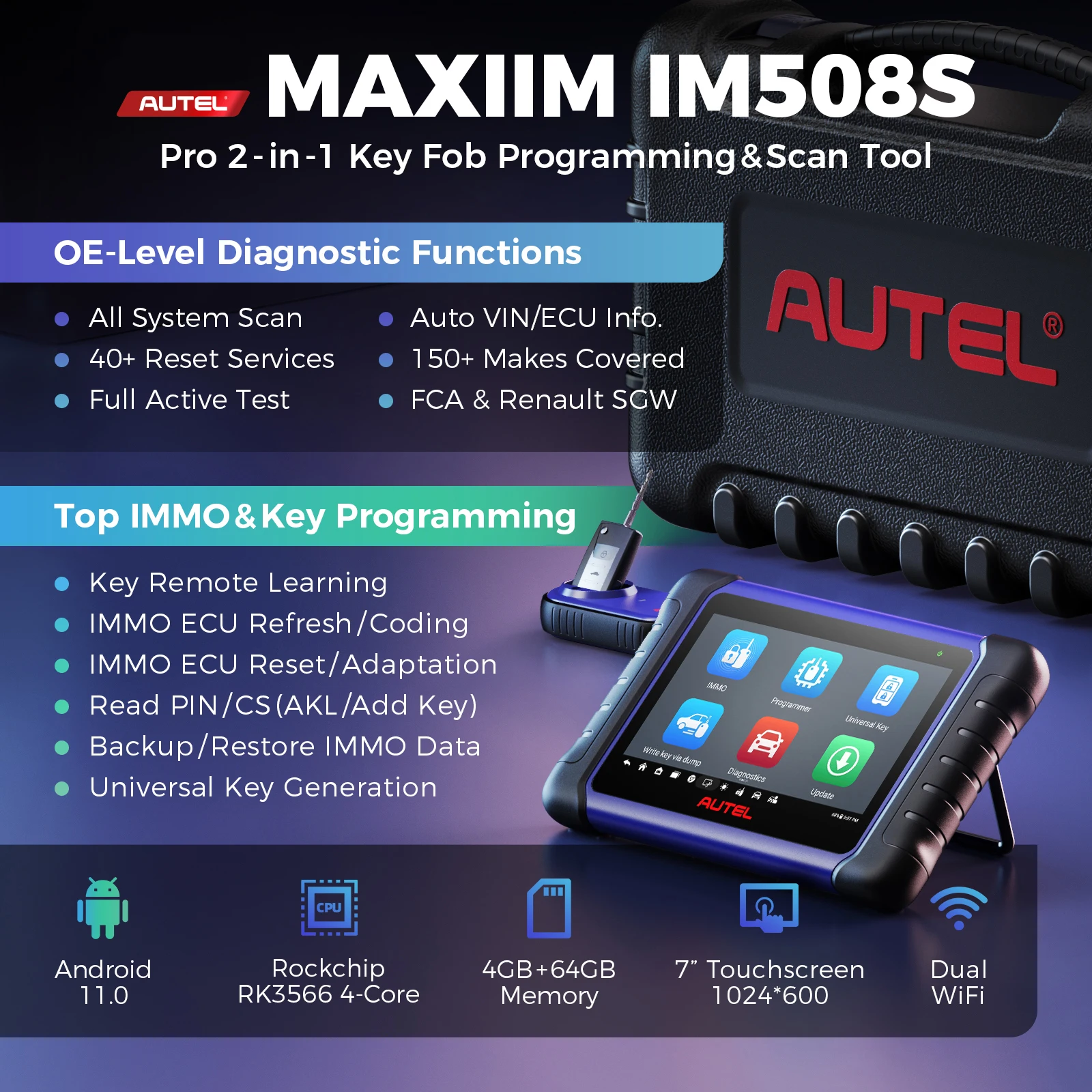 Autel Maxiim IM508S IMMO Schlüsselprogrammierer Schlüsselanhänger-Programmierwerkzeug XP200 Auto-Diagnosegerät für Alle Systeme PK IM508