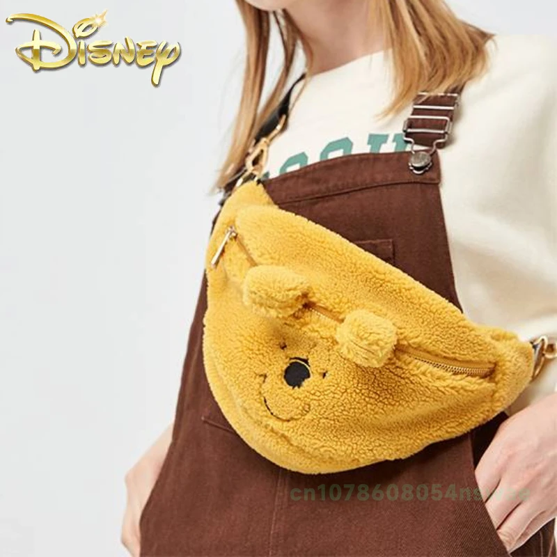 Disney Winnie The Pooh New Plush Messenger Bag Luxury Brand Fashion Women's Waist Bag 3D Cartoon Cute Children's Plush Chest Bag