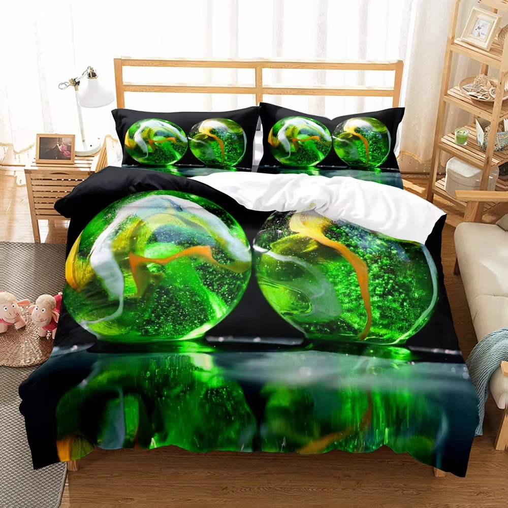 Glass Ball Duvet Cover Set Colorful Glass Ball Print Comforter Cover Single Twin Full Queen King Size Bedding Set for Boys Girls