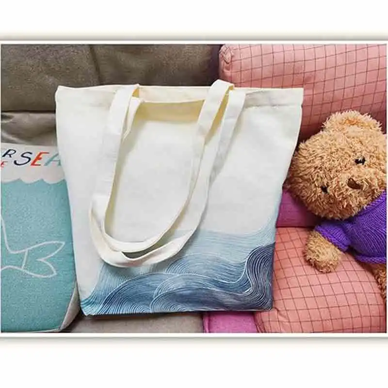 NKB-01 Canvas Tote Bag, Pockets, Zipper, Durable, Lightweight, Cotton Shopping Cloth Bag