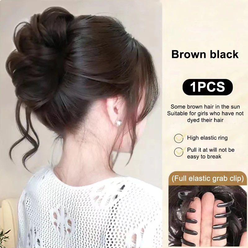 Realistic On Hair Bun Wigs Asian Fiber Tail Hair Chicken Coop Head Clip Women's Hair Wig Bun Fake Hair Fluffy Volumizing