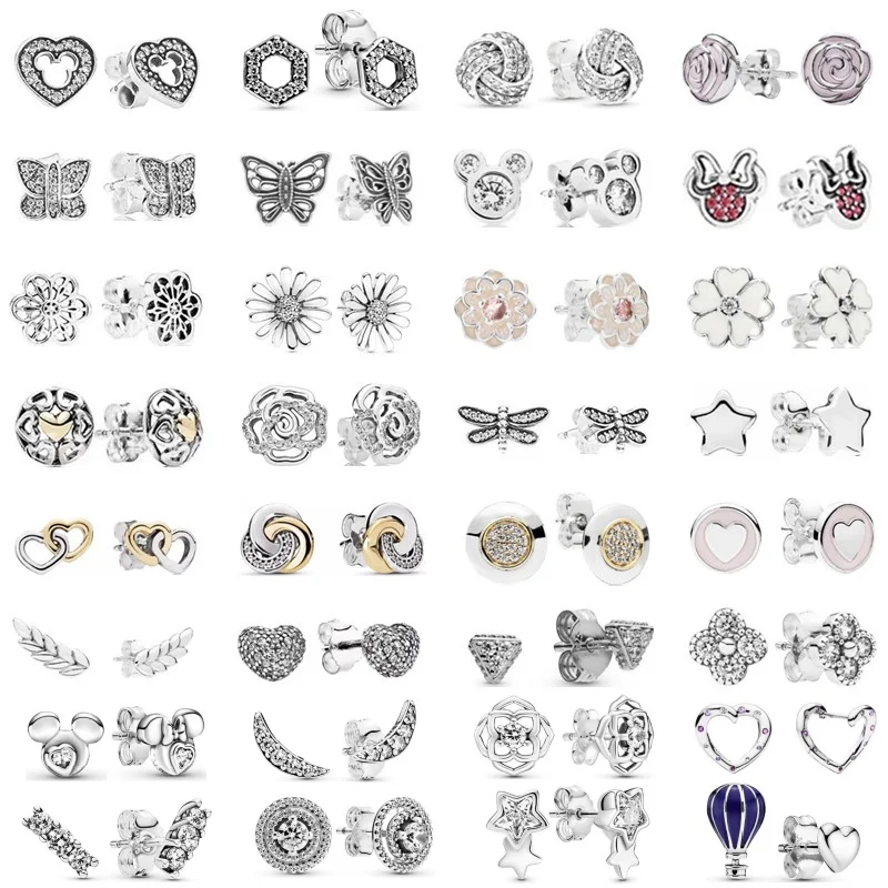 

New Earring Inlay Stones Double Hoop Original 925 Sterling Silver Ear Studs Jewelry Women Fashion Jewelry Gift 2024