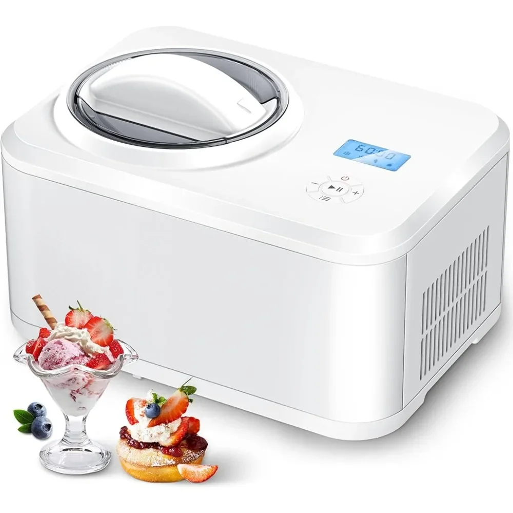 Ice Cream Maker Machine with Built-in Compressor, Fully Automatic and No Pre-freezing, Frozen Yogurt, Keep-cooling