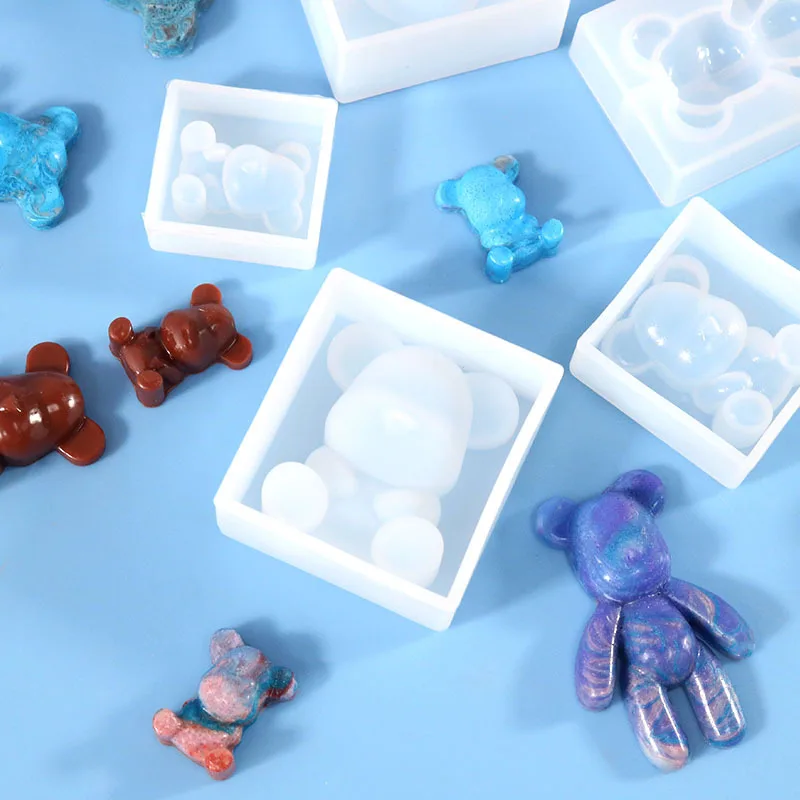 Crystal Epoxy Semi-dimensional Bear Cub Silicone Mold DIY Ornaments Little Bear Big Violent Bear Ornaments Creative Handmade