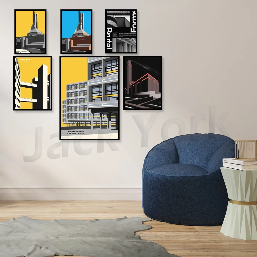 Delaware Pavilion, Cumbernaud Town Center, St. Peter and Paul Bristol Cathedral Church Posters Medieval Modern Architecture