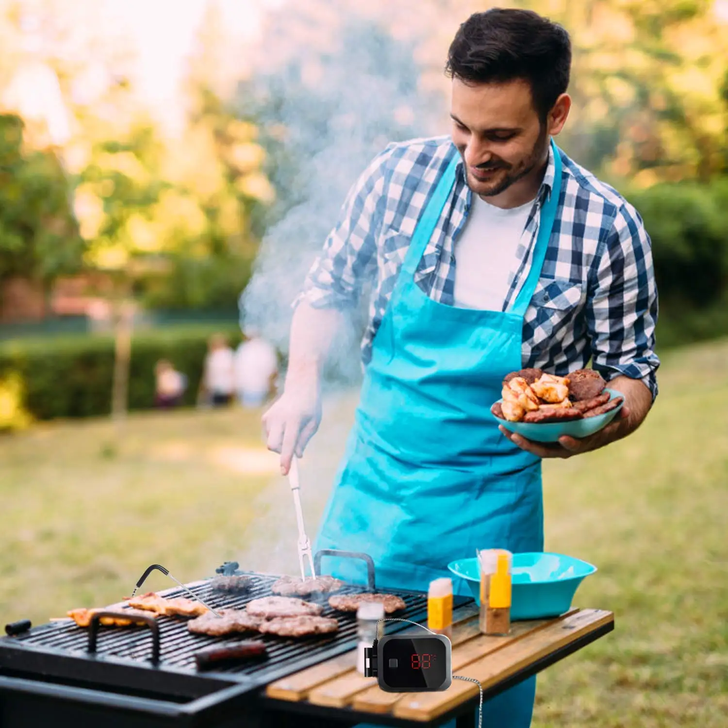 INKBIRD-Termômetro para churrasco ao ar livre, Carne Bluetooth, Termômetro Digital com Sondas Duplas, Acessórios para churrasco para forno e