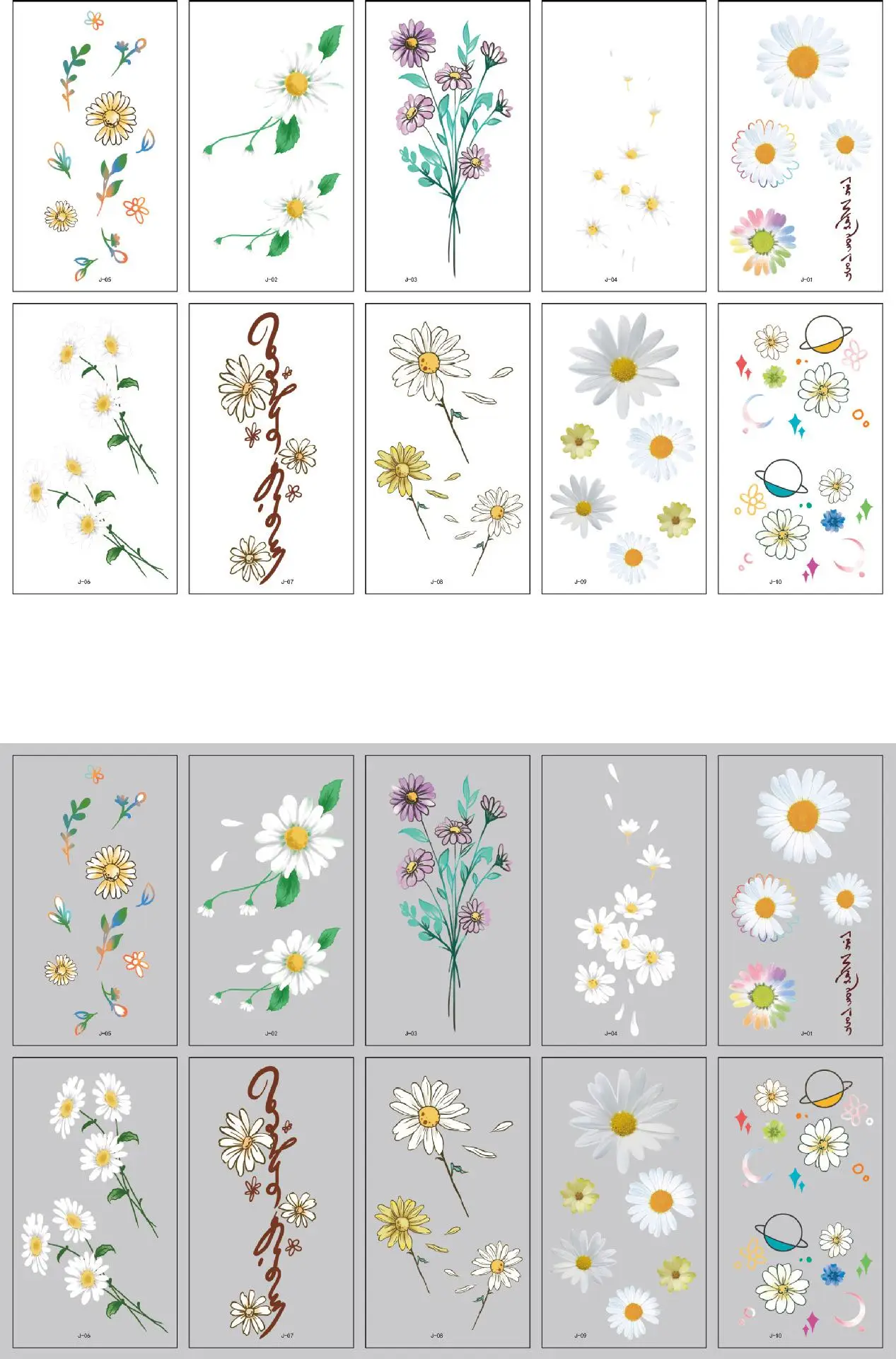 10 шт., маленькая татуировка с изображением ромашки, маленькая татуировка с цветком, маленькая свежая временная детская татуировка на шею, запястье, руку, наклейки, детские игрушки