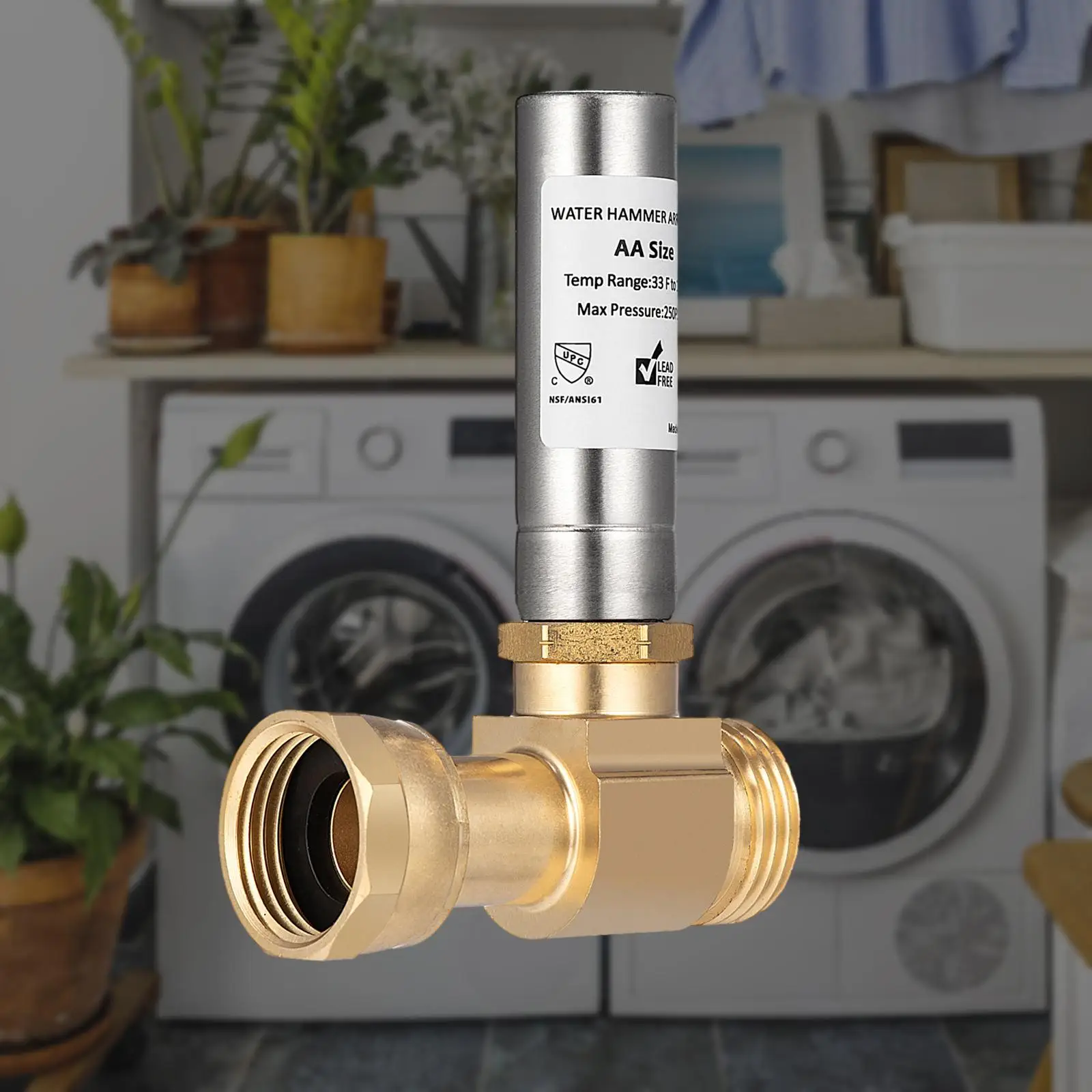 Máquina de lavar prendedor de martelo de água, compacta, fácil de instalar, redutor de pressão profissional de rosca 3/4'NH para lavadora de cozinha