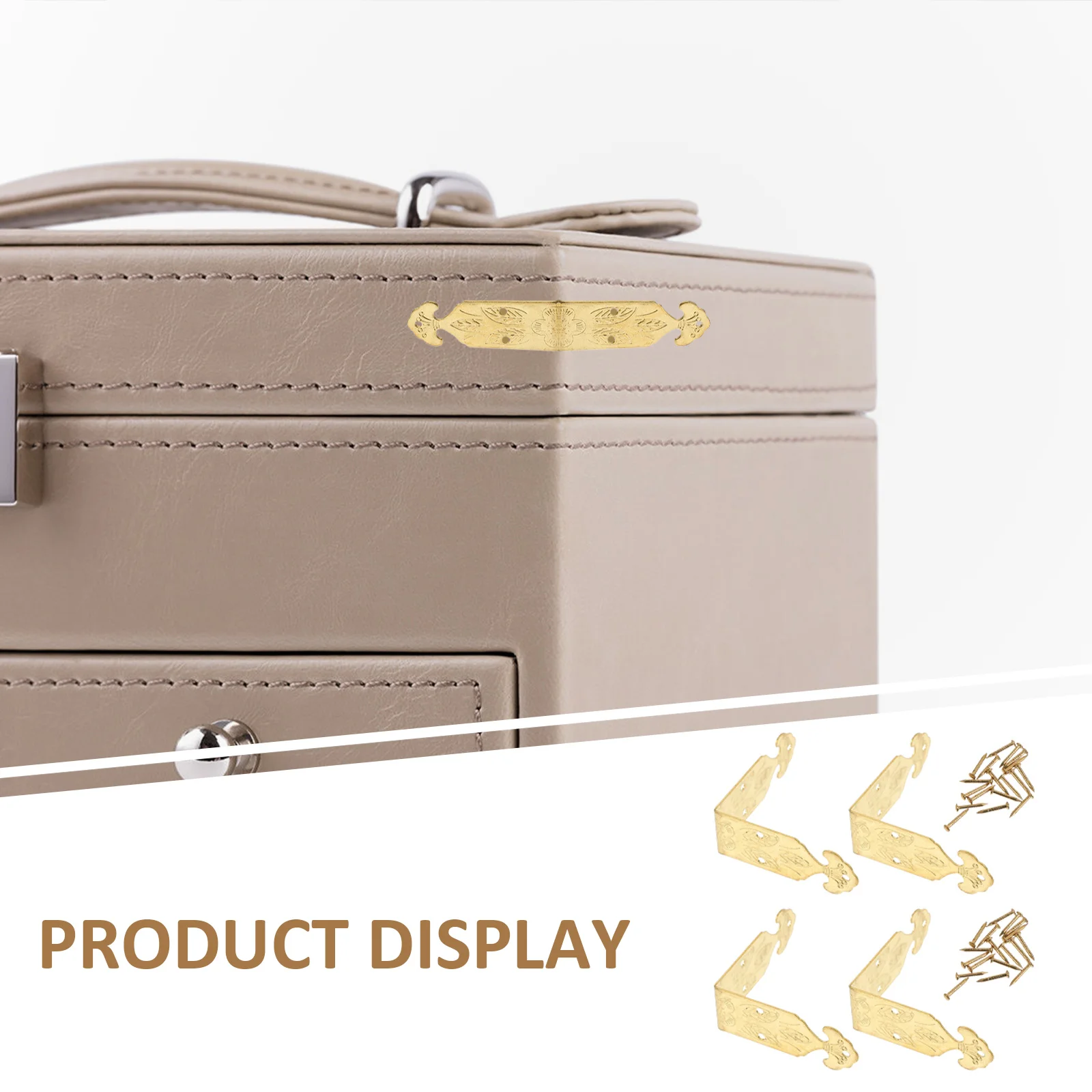 

4Sets Vintage Brass Box Corner Protectors Style Wood Box Corner Guards Jewelry Case Safety Protection Furniture Wraps