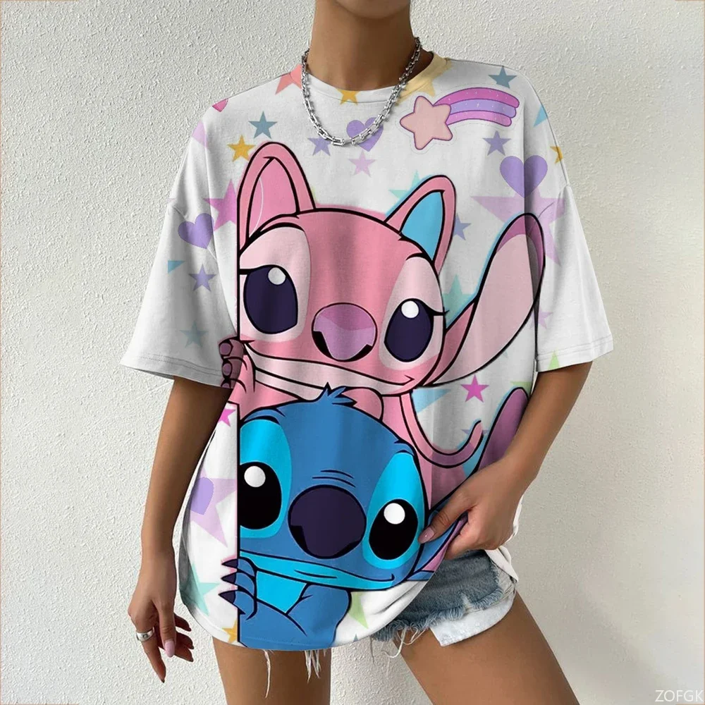 Summer round-neck women's T-shirt 2025 short-sleeved top 3D printed casual and cute Minnie T-shirt Street fashion
