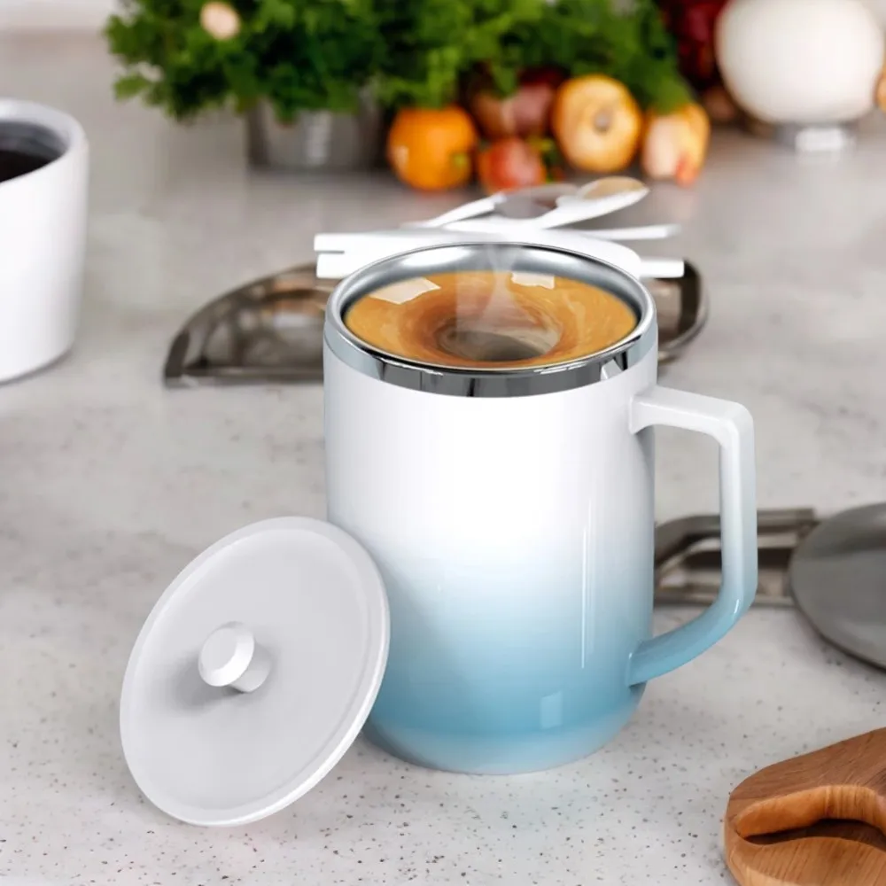 Stainless Steel 304 Ceramic Gradient Blender Automatic Mixing Mug 360mL Self Stirring Coffee Cup Teaware Coffeeware Water Cup