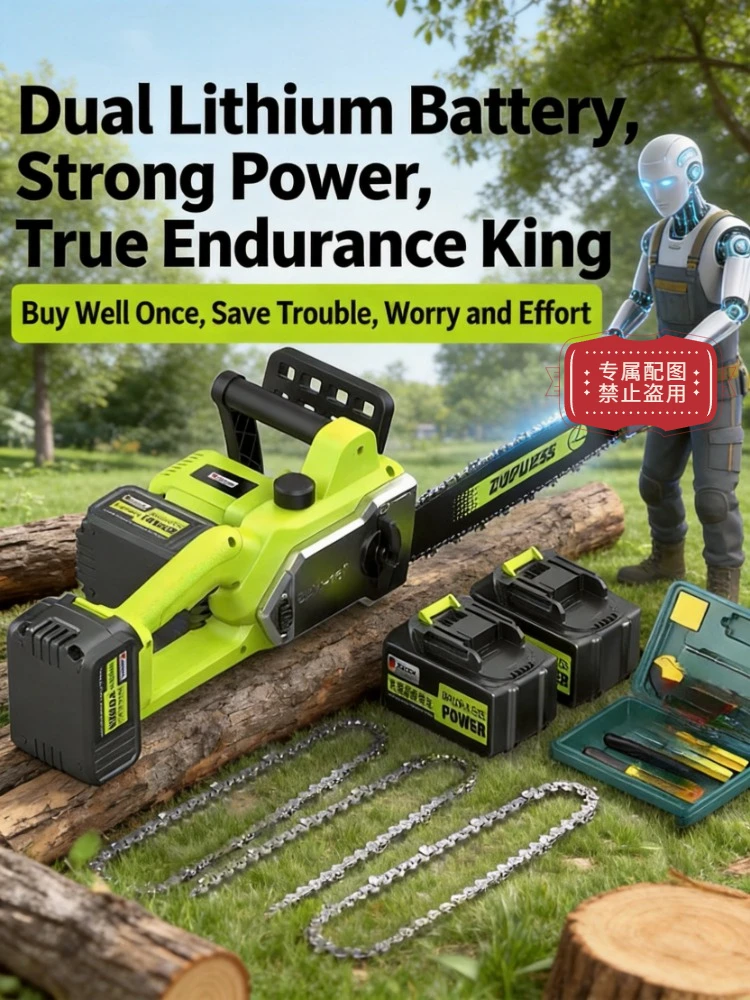 

Rechargeable chainsaw small household handheld electric lithium battery large capacity saw tree artifact chainsaw logging saw