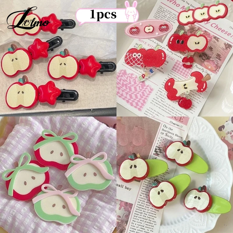 1Pc Cute Apple Hair Clip Star Duckbill Clip Sweet Girl Hair Pin Bangs Side Clip Woman Headwear Barrette Hair Accessories