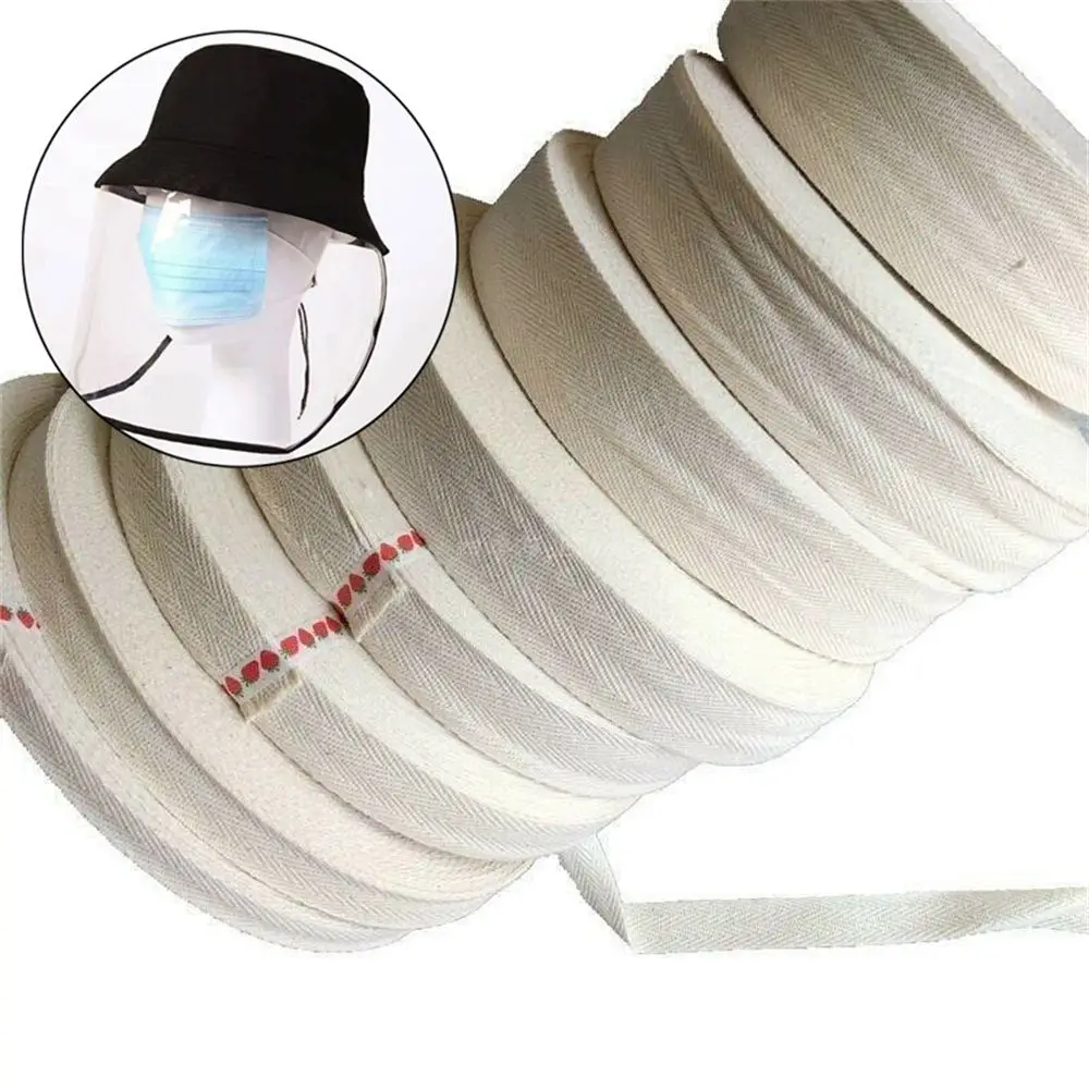 50M Home 1-5cm Wide Ribbon Trimming Herringbone Fabric Craft Edging Binding Tape Roll Sewing Trims Cotton Bias