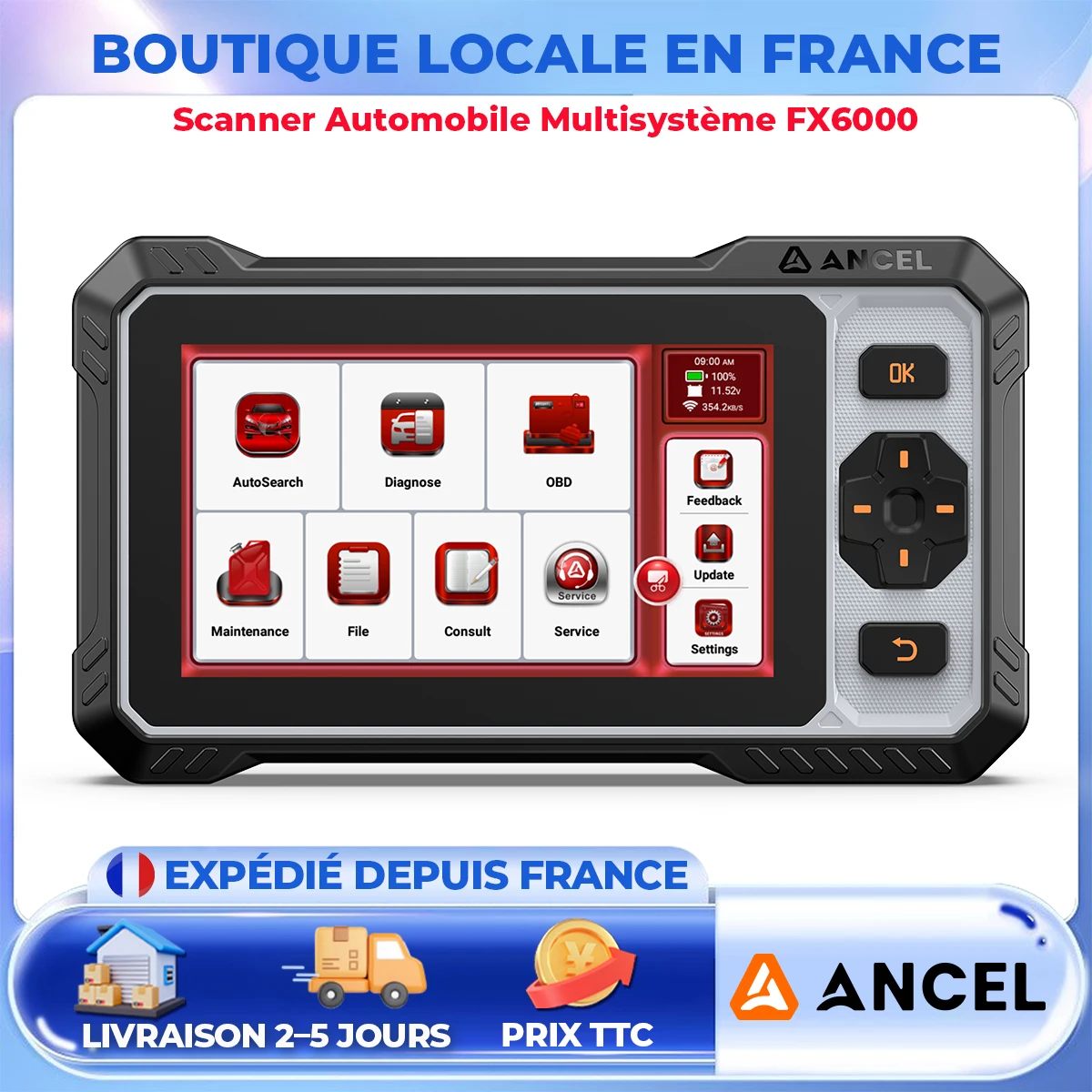 ANCEL FX6000 Scanner Diagnostico OBD2 per Auto, Controllo Bidirezionale, ABS, EPB, BMS, ETS, Reset Olio, SAS, 15 Funzioni di Reset, Strumento Diagnostico per Auto OBD