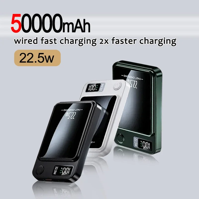 

50000mAh Magnetic Qi Wireless Charger Power Bank 22.5w Fast Charging for Xiaomi Samsung Huawei Portable Powerbank