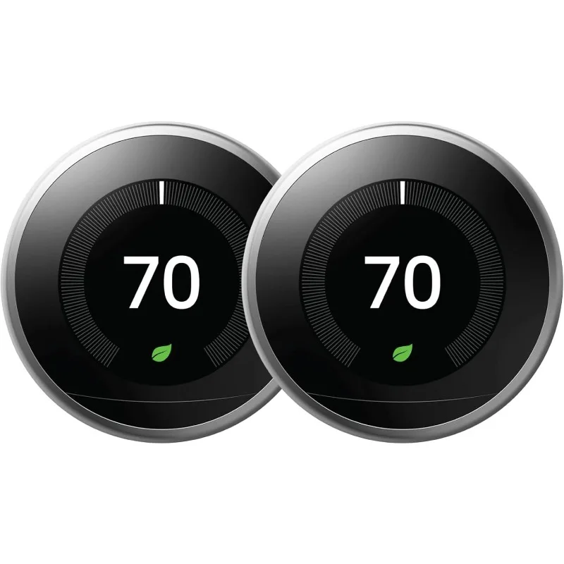 

дом.дома. Термостат Nest Learning из нержавеющей стали (ти поколения) (T3007ES-US) (2 шт.)