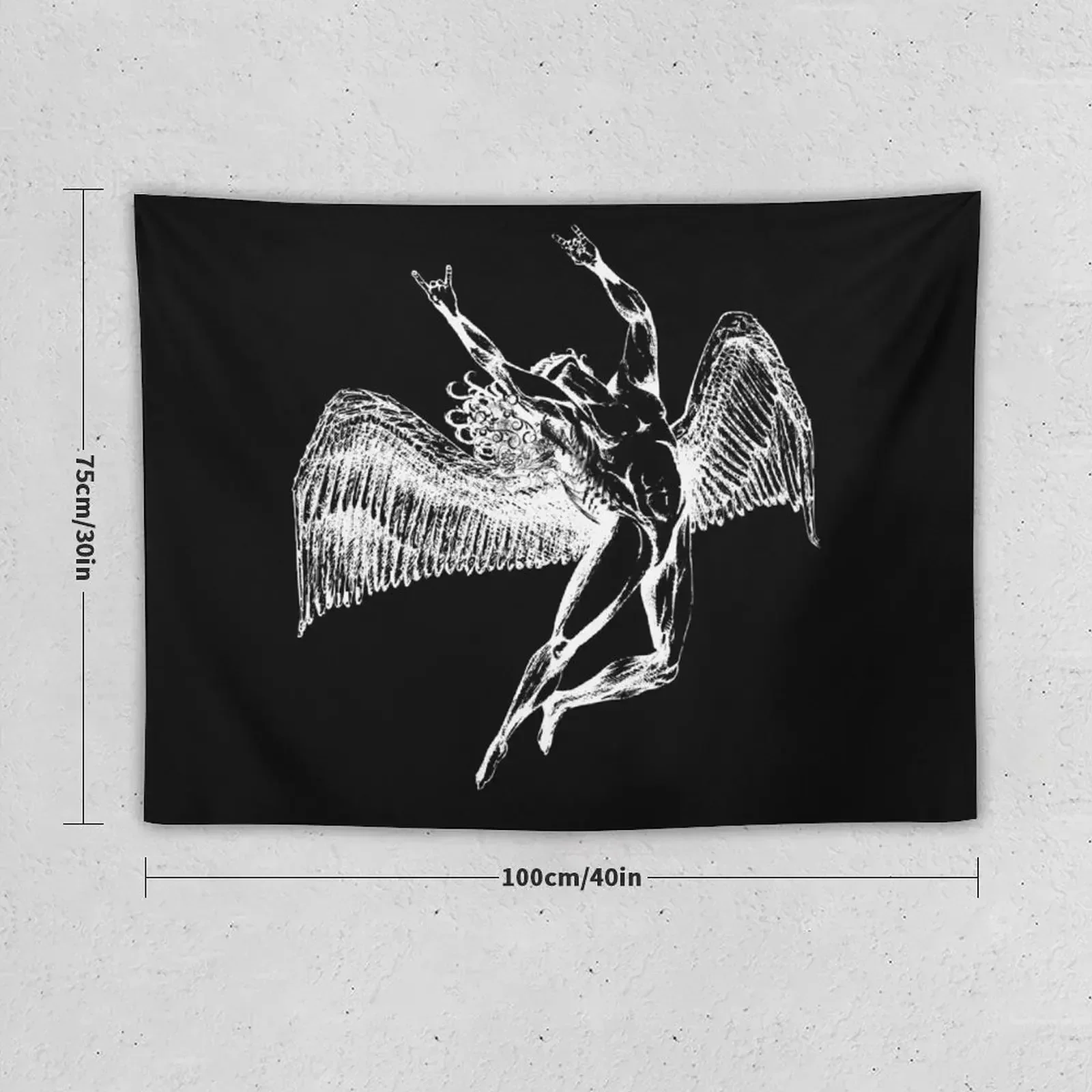 ICARUS THROWS THE HORNS - white ***FAV ICARUS GONE? SEE BELOW*** Tapestry Aesthetic Room Decorations Decoration Wall Tapestry