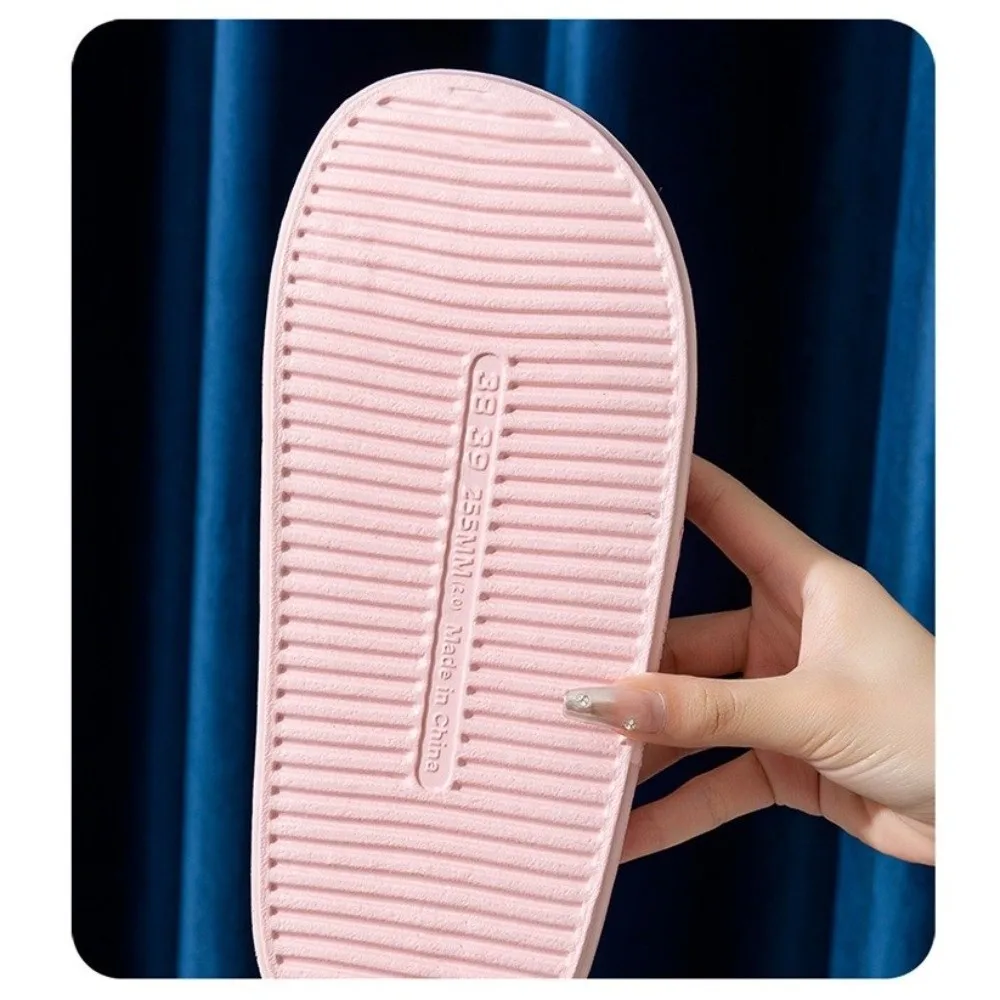 New EVA Bathroom Slippers Non-Slip Thick-Soled Bathing Slippers Soft Sole Solid Color Beach Shoes