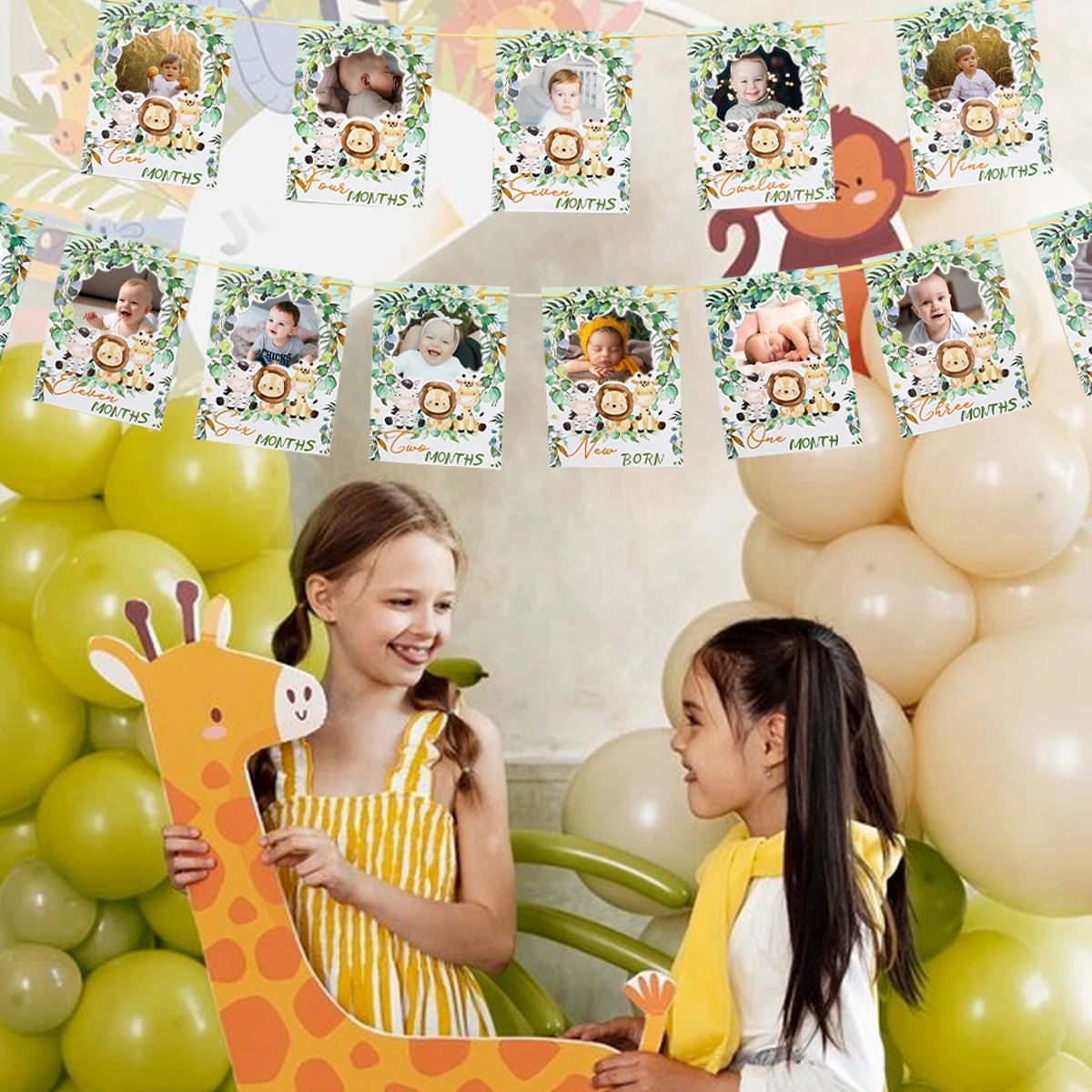 Jungle Animals Photo Banner Safari Birthday Party Decoration Wild One Birthday Party Supplies Jungle Themed Baby Shower Decor