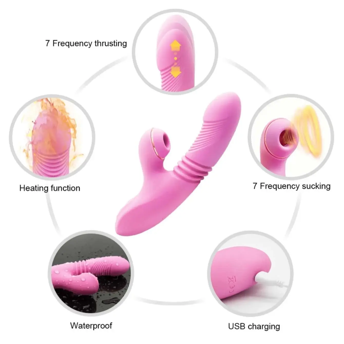 3in1 Heating Rabbit Vibrator Women Clitoris G-Spot Stimulator Powerful Sucking Thrusting Dildo Wand Sex Toys For Couples Massage