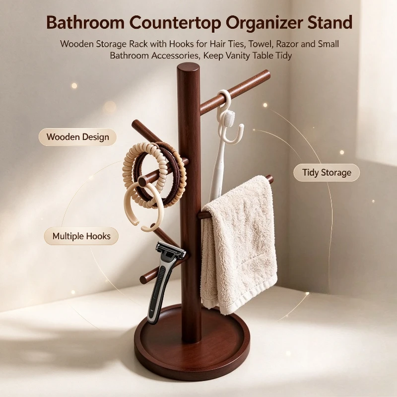 1PC Household Bamboo Drain Cup Storage Stand Desktop Mug Holder Multi Functional Tabletop Sorting Rack For Coffee Cup