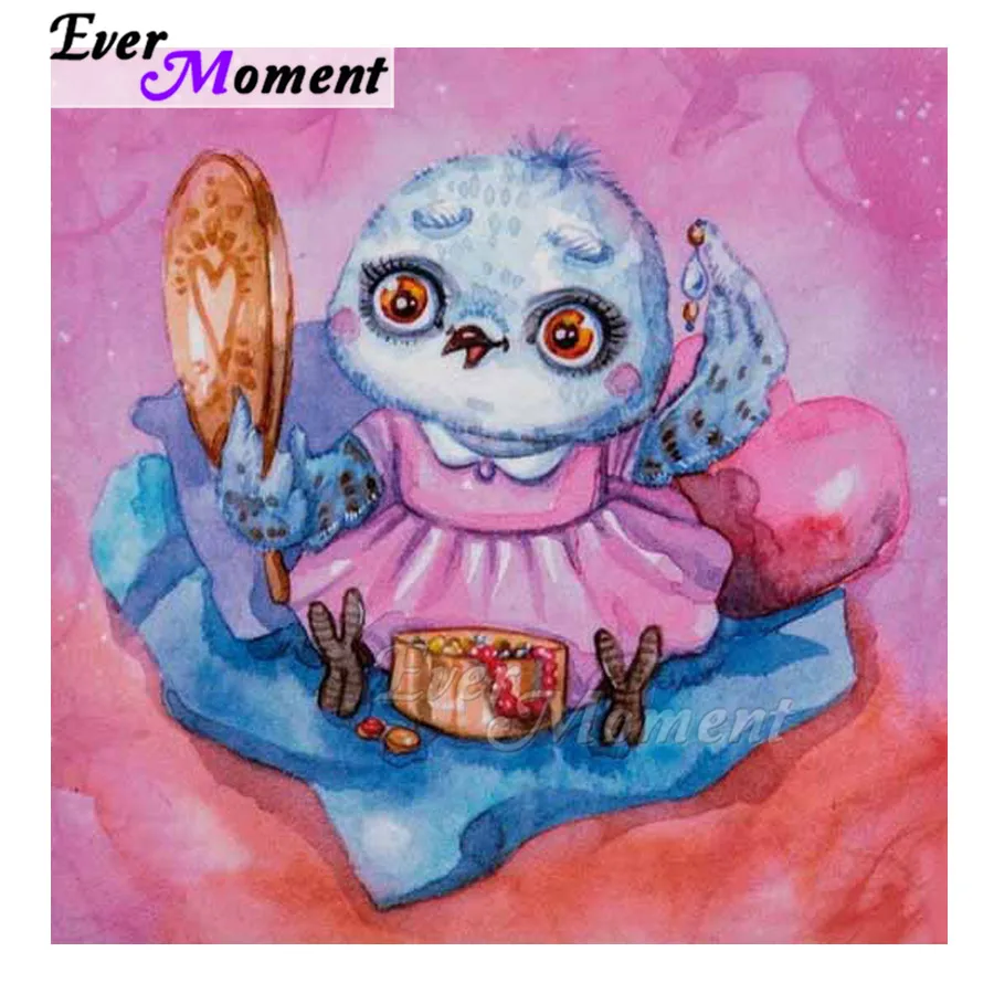 

Ever Moment Diamond Painting 5D Owl Mirror Make up Full Square Drill Mosaic Picture Of Rhinestone Diamond Embroidery ASF1860