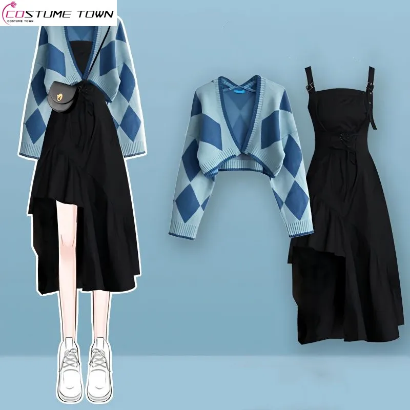 Fashionable Women's Clothing 2024 Autumn New Women's Clothing Versatile Checkerboard Cardigan Skirt Two-piece Set for Women