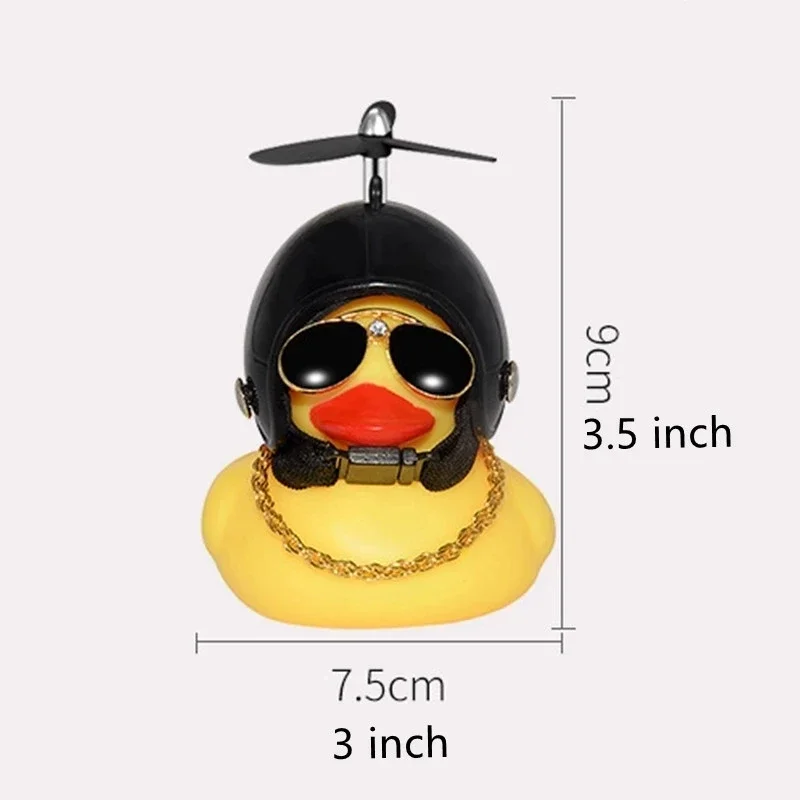 Car Cute Duck with Helmet Broken Wind Small Yellow Duck Bike Motorcycle Helmet Riding Cycling Decor Car Ornaments Accessories