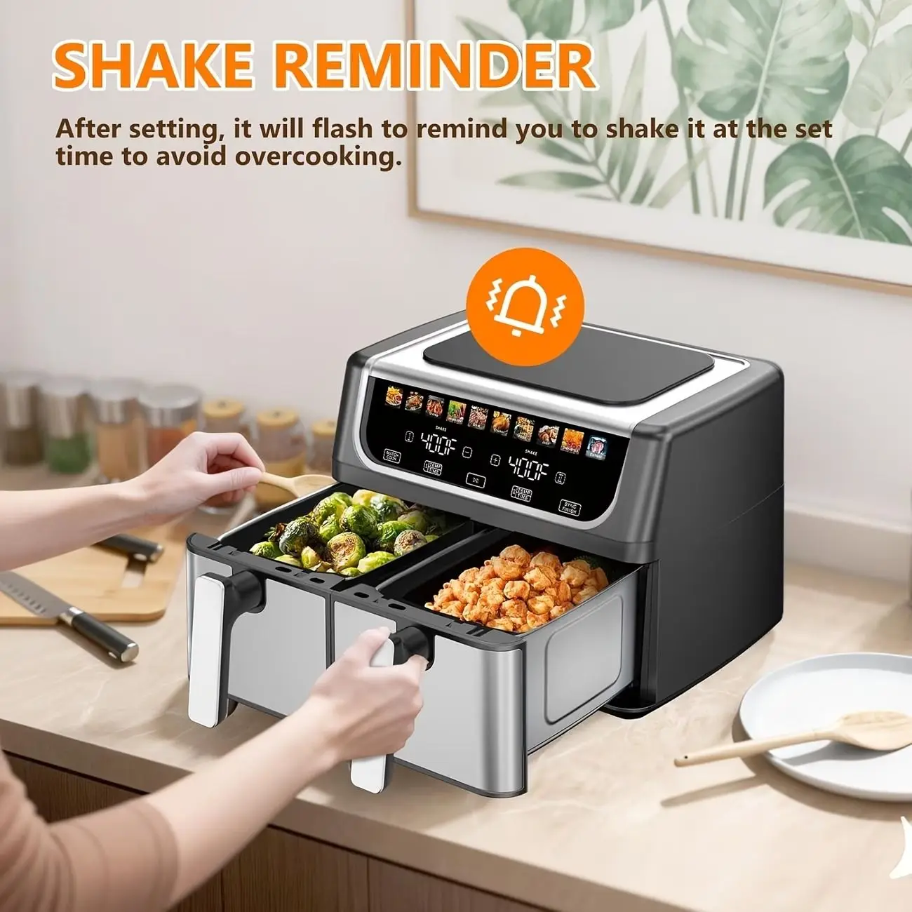 Black air fryer, individually temperature controlled (bake/grill/defrost)