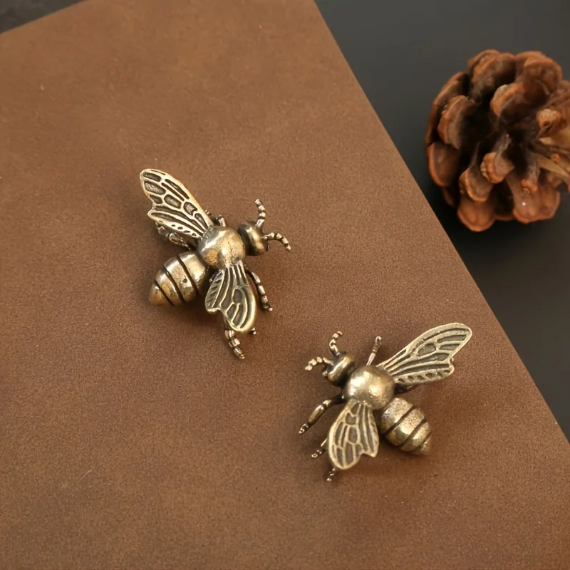Image of 1/3/12er-Pack Vintage Messing Mini-Bienen Sammlerfiguren - Dekorative Schreibtisch/Tisch-Kunsthandwerke