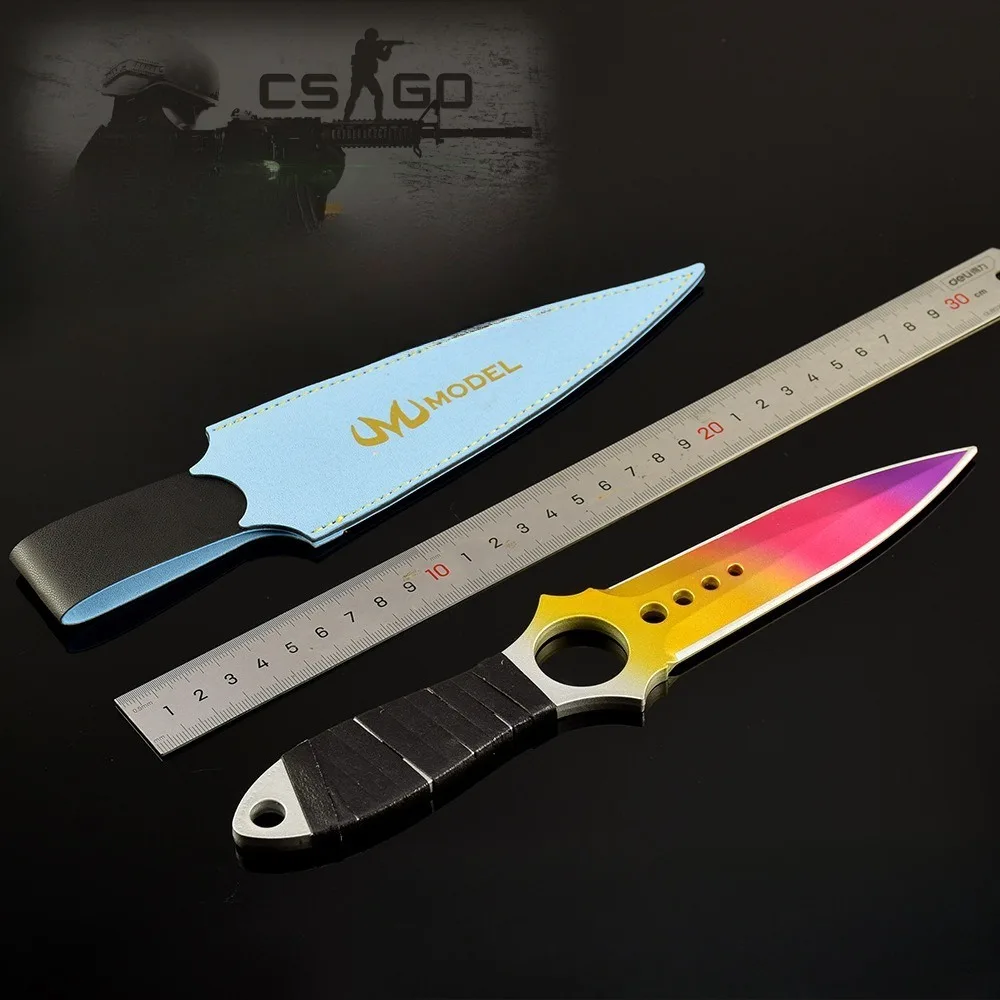 26 cm Schädel Messer Verblassen Ghostdagger CSGO Spiel Peripherie Metall Waffe Spielzeug Schwert Samurai Handwerk Zubehör Ornament Sammlung geschenk